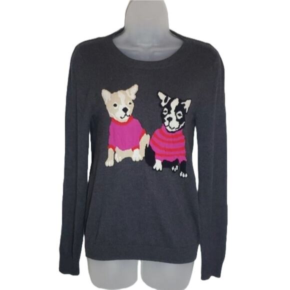 J. Crew Mercantile Women's Crewneck French Bulldog Sweater SZ S - Picture 2 of 8